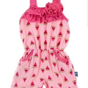 NWT Kickee Pants Romper Lotus Watermelon 3-6 months